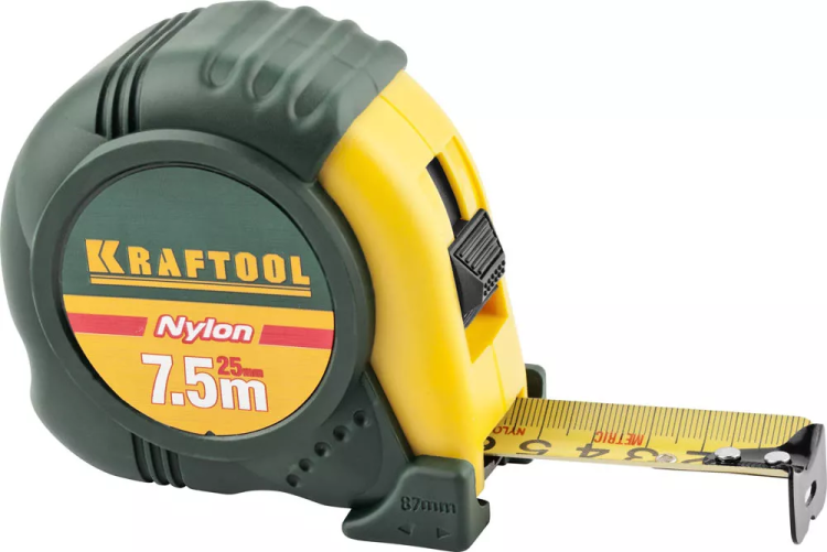 Рулетка KRAFTOOL "EXPERT" с нейлоновым покрытием, обрезин корпус, 7,5/25мм 34122-08_z01 купить в Кургане