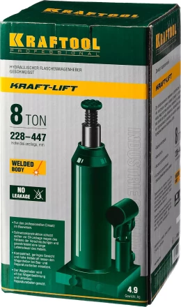 Домкрат гидравлический бутылочный &quot;Kraft-Lift&quot;, сварной, 8т, 228-447мм, KRAFTOOL 43462-8 43462-8_z01 купить в Кургане