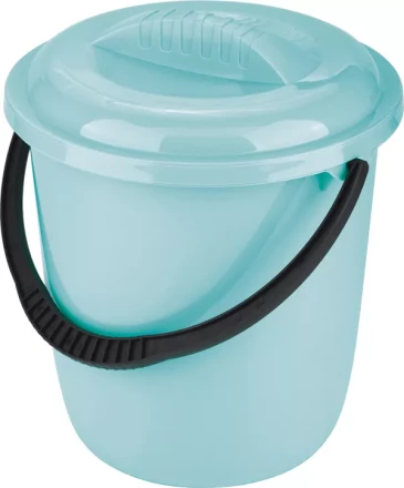 Ведро пластмассовое круглое 12л, с крышкой, бирюзовое ТМ Elfe 92959 купить в Кургане