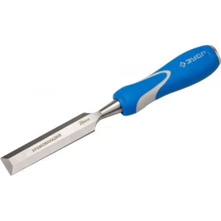 Стамеска ЗУБР &quot;ЭКСПЕРТ&quot; с ударопрочной двухкомпонетной ручкой и стальным затыльником для ударных работ, 26мм 18097-26 купить в Кургане