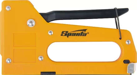 Степлер мебельный пластиковый со скобами 100 шт тип скобы 53 4-8 мм Sparta 42001 купить в Кургане