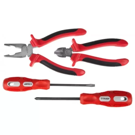 Набор инструментов ЗУБР &quot;МАСТЕР&quot;, плоскогубцы, бокорезы, 2 отвертки 22025-H4 купить в Кургане