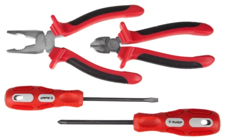 Набор инструментов ЗУБР &quot;МАСТЕР&quot;, плоскогубцы, бокорезы, 2 отвертки 22025-H4 купить в Кургане