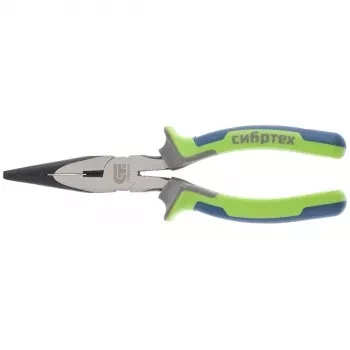 Длинногубцы прямые,180 мм фосфатирование трехкомпонентные рукоятки СИБРТЕХ 17156 купить в Кургане