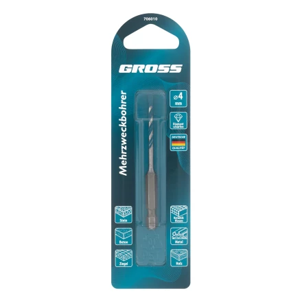 Сверло универсальное Gross, Multipurpose PRO, 6-гр. хвостовик, 4мм, 706010 купить в Кургане