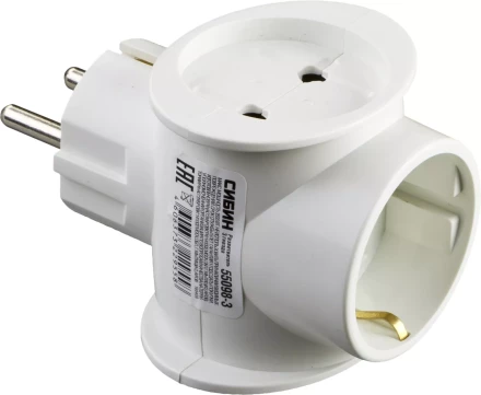 Разветвитель СИБИН электрический с заземлением, 3 гнезда, 16А/220В 55098-3 купить в Кургане