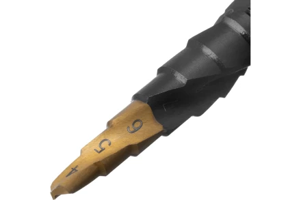 Сверло ступенчатое Denzel 723602, 4-5-6-7-8-9-10-11-12 мм, Р6М5, 6-гр. хвостовик купить в Кургане