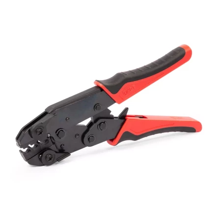 Пресс-клещи КВТ СТО+5 с 5 матрицами МПК для опрессовки разъемов, втулочных, изолированных и неизолированных наконечников (набор) (90777) купить в Кургане