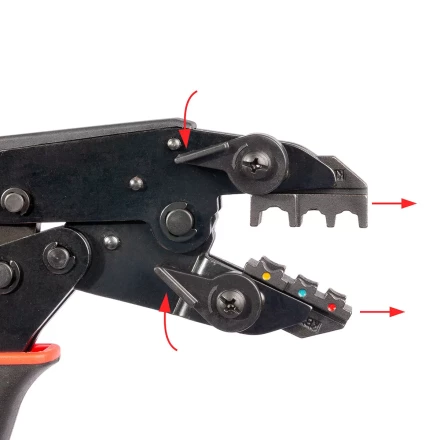 Пресс-клещи КВТ СТО+5 с 5 матрицами МПК для опрессовки разъемов, втулочных, изолированных и неизолированных наконечников (набор) (90777) купить в Кургане