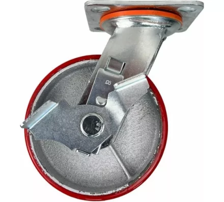 Аппаратное поворотное колесо большегрузное с тормозом HITCH 95*50 полиуретан SCpb42 (SZ085014) купить в Кургане