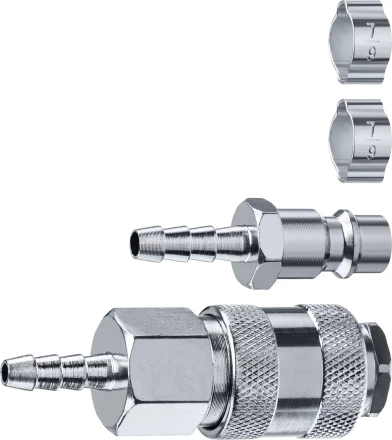 ЗУБР (штуцер елочка, 6 мм - рапид муфта) + (рапид штуцер-штуцер елочка, 6 мм) + (обжимные хомуты 2 шт), набор, Профессионал (64920-06-H) купить в Кургане