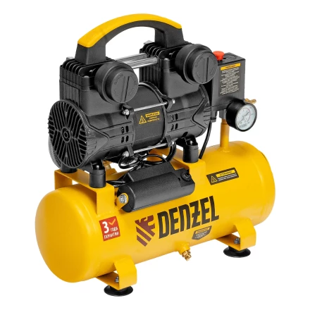 Компрессор безмасл. малошумный DLP-950/10, 950Вт,10 л, 2850 об/мин, 170 л/мин// Denzel 58141 купить в Кургане