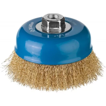 ЗУБР &quot;ПРОФЕССИОНАЛ&quot;. Щетка чашечная для УШМ, витая латунированная стальная проволока 0,3мм, 125ммхМ14 3526-125_z02 купить в Кургане