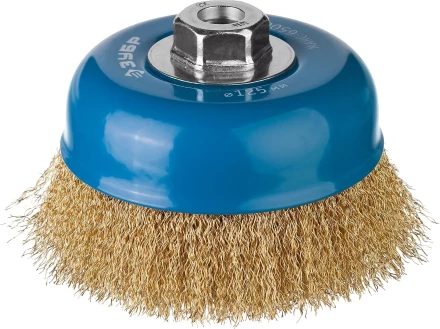 ЗУБР &quot;ПРОФЕССИОНАЛ&quot;. Щетка чашечная для УШМ, витая латунированная стальная проволока 0,3мм, 125ммхМ14 3526-125_z02 купить в Кургане