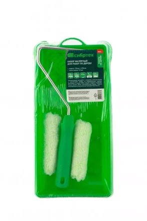 Малярный набор для работ по дереву: кювета 150 мм х 290 мм и мини-валик 110 мм Сибртех 80454 купить в Кургане