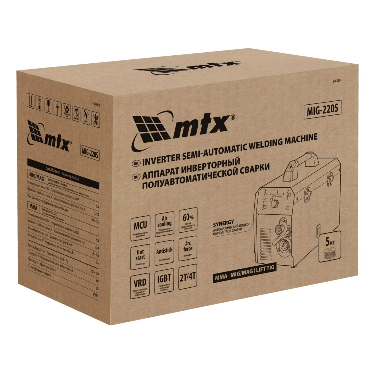Аппарат инвертор. полуавтомат. cварки MTX MIG-220S 94304, 220A, ПВ 60%, катушка 5 кг купить в Кургане