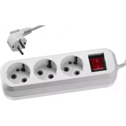 Удлинитель СИБИН электрический, ПВС сечение 0,75кв мм, 3 гнезда, макс мощн 2200Вт, 3м, заземление, выключатель 55036-3 купить в Кургане