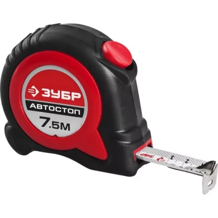 Рулетка ЗУБР &quot;МАСТЕР&quot;, двухкомпонентный корпус, автостоп, 7,5м/25мм 34052-08-25 купить в Кургане