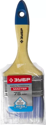 Плоская кисть ЗУБР АКВА 20 мм 3/4? светлая искусственная щетина деревянная ручка для воднодисперсионных и акриловых ЛКМ 4-01007-020 купить в Кургане