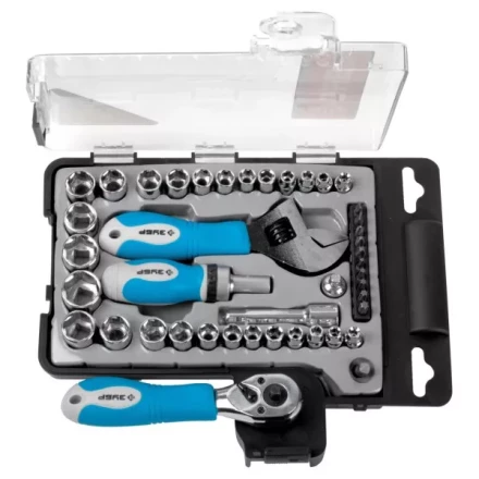 Набор ЗУБР Слесарно-монтажный инструмент &quot;ЭКСПЕРТ&quot;, ключ развод.,отвертка реверс. с насадками, пласт.бокс, 43пред. 25290-H43 купить в Кургане