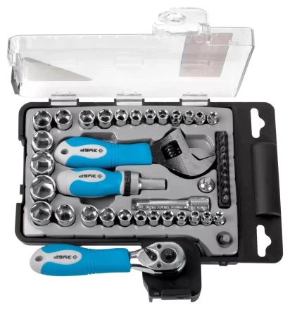 Набор ЗУБР Слесарно-монтажный инструмент &quot;ЭКСПЕРТ&quot;, ключ развод.,отвертка реверс. с насадками, пласт.бокс, 43пред. 25290-H43 купить в Кургане