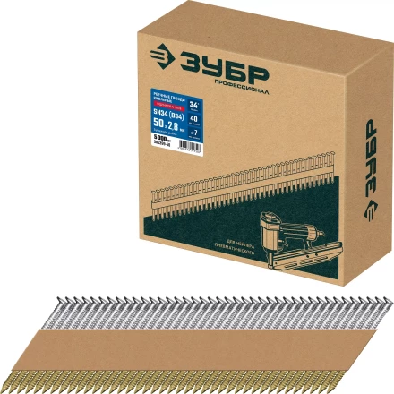 ЗУБР SN34 (D34) 50 х 2.8 мм, реечные гвозди рифленые оцинкованные, 5000 шт (305399-50) купить в Кургане