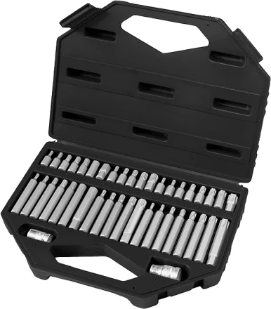 Набор бит HEX, TORX, SPLINE, хвостовик-шестигранник 1/2&quot;,CrV, 42шт  STELS 11318 купить в Кургане