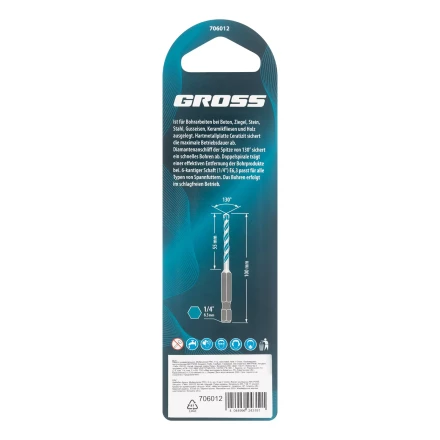 Сверло универсальное Gross, Multipurpose PRO, 6-гр. хвостовик, 6мм, 706012 купить в Кургане