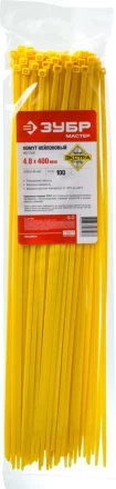 Хомуты нейлоновые ЗУБР &quot;МАСТЕР&quot; желтые, 4,8 мм x 400 мм, 100 шт 309050-48-400 купить в Кургане