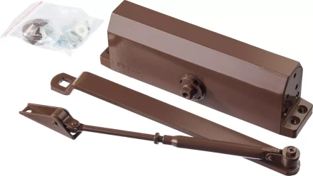 Доводчик дверной STAYER, для дверей массой до 100 кг, цвет коричневый 37917-100 купить в Кургане
