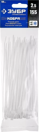 Кабельные стяжки белые КОБРА с плоским замком нейлоновые пакет серия ПРОФЕССИОНАЛ купить в Кургане