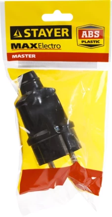 Вилка MAXElectro электрическая, 16А/220В, с заземлением, черная, STAYER 55160-B купить в Кургане