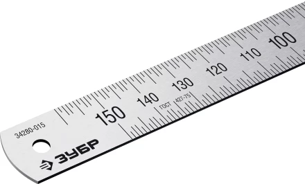 ЗУБР Про-15, длина 0.15 м, усиленная нержавеющая линейка, Профессионал (34280-015) купить в Кургане