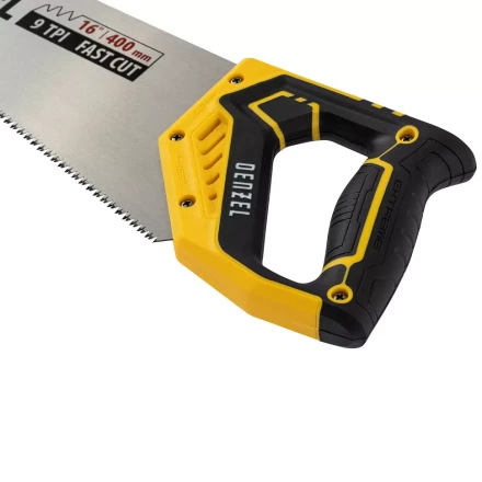 Ножовка по дереву, 400 мм, 9 TPI, зуб 3D, двухкомпонентная рукоятка Denzel 24145 купить в Кургане