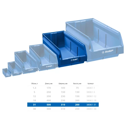 ЗУБР ЛСК-31, 31 л, 500 х 310 х 200 мм, складской лоток, Профессионал (38061-31) купить в Кургане