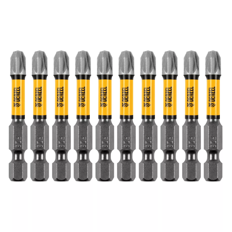 Бита IMPACT, PZ3x50 мм, лазерная обработка шлица, сталь S2, 10 шт., Е 6,3 Denzel 11693 купить в Кургане