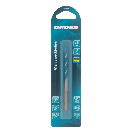 Сверло универсальное Gross, Multipurpose PRO, 6-гр. хвостовик, 8мм, 706013 купить в Кургане