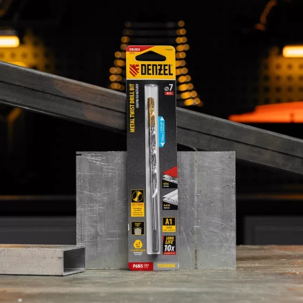 Сверло спиральное по металлу Denzel, 7,0 х 156 мм, Р6М5, Golden Tip, удлиненное, 718258 купить в Кургане