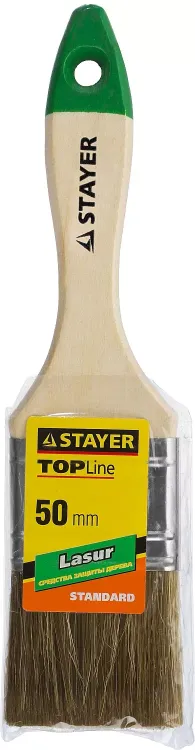 Кисть плоская STAYER "LASUR-STANDARD", смешанная (натуральная и искусственная) щетина, деревянная ручка, 50мм 01031-50 купить в Кургане