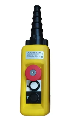 Пульт управления XAC-A2913Y для тали (2 кнопки, 2 скорости, ключ-марка, стоп, IP65, 380В) 1049278 купить в Кургане