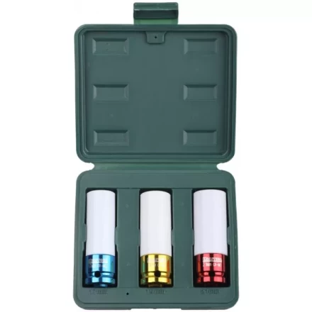 Торцовые головки KRAFTOOL "INDUSTRIE QUALITAT" удар. в наб, тонкостенные, Cr-Mo, фосфатир, FLANK, 1/2", 17-21мм, 3шт 27943-H3 купить в Кургане