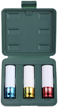 Торцовые головки KRAFTOOL "INDUSTRIE QUALITAT" удар. в наб, тонкостенные, Cr-Mo, фосфатир, FLANK, 1/2", 17-21мм, 3шт 27943-H3 купить в Кургане