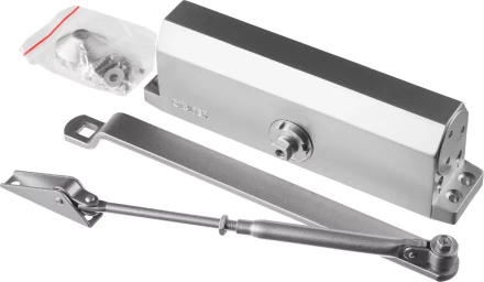 Доводчик дверной STAYER, для дверей массой до 100 кг, цвет серебро 37915-100 купить в Кургане