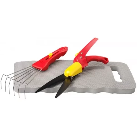 Набор GRINDA садовый, 3 предмета: ножницы для стрижки травы, подколенник, грабельки 8-422035 купить в Кургане