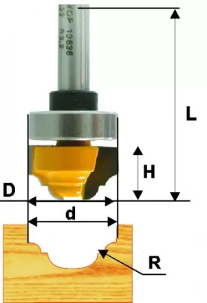 Фреза пазовая фасонная Ф35Х16 мм R55 мм хвостовик 12 мм 46132 купить в Кургане