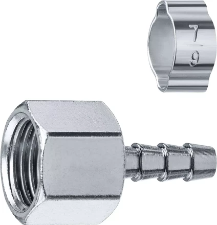 ЗУБР штуцер елочка, 6 мм - 1/4F, переходник с обжимным хомутом, Профессионал (64923-1/4-06) купить в Кургане