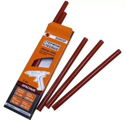 Стержень клеевой 11х190мм ЭНКОР 434 5шт красный 50434 купить в Кургане