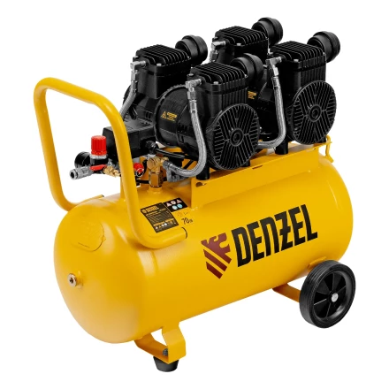 Компрессор безмасл. малошумный DLP -3000/50, 3 кВт, 2х1,5 кВт,50 л, 2850 об/мин,500 л/мин// Denzel 58144 купить в Кургане