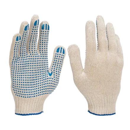 Перчатки трикотажные усиленные, с ПВХ точкой, 7 класс вязки Россия 677725 купить в Кургане