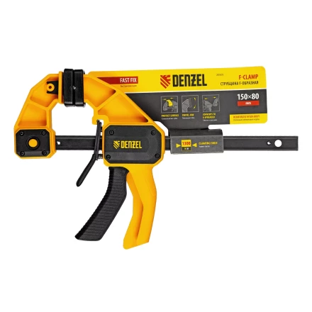 Струбцина F-образная Denzel, быстрозажимная, 150 х 80 мм, усиленный нейлоновый корпус 20505 купить в Кургане